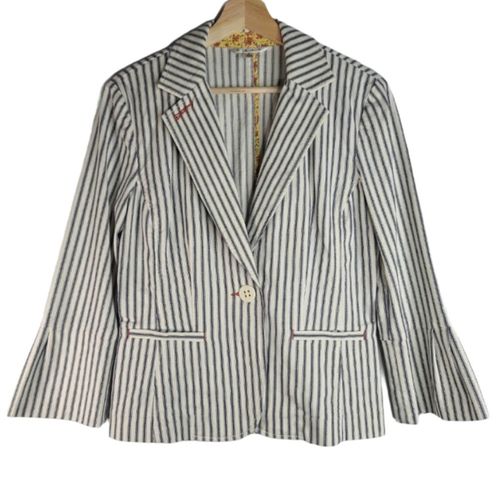 Cabi 793 Peplum Nautical Pinstriped Blazer Jacket